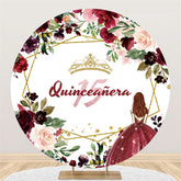 Rot Blume Rock Glücklich Geburtstag Runden Hintergrund Für Mädchen